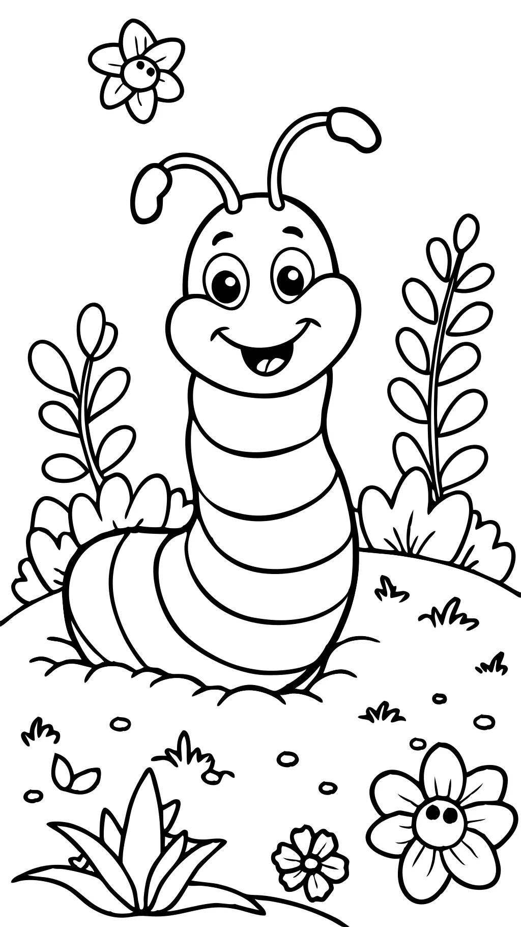 coloring page of a worm